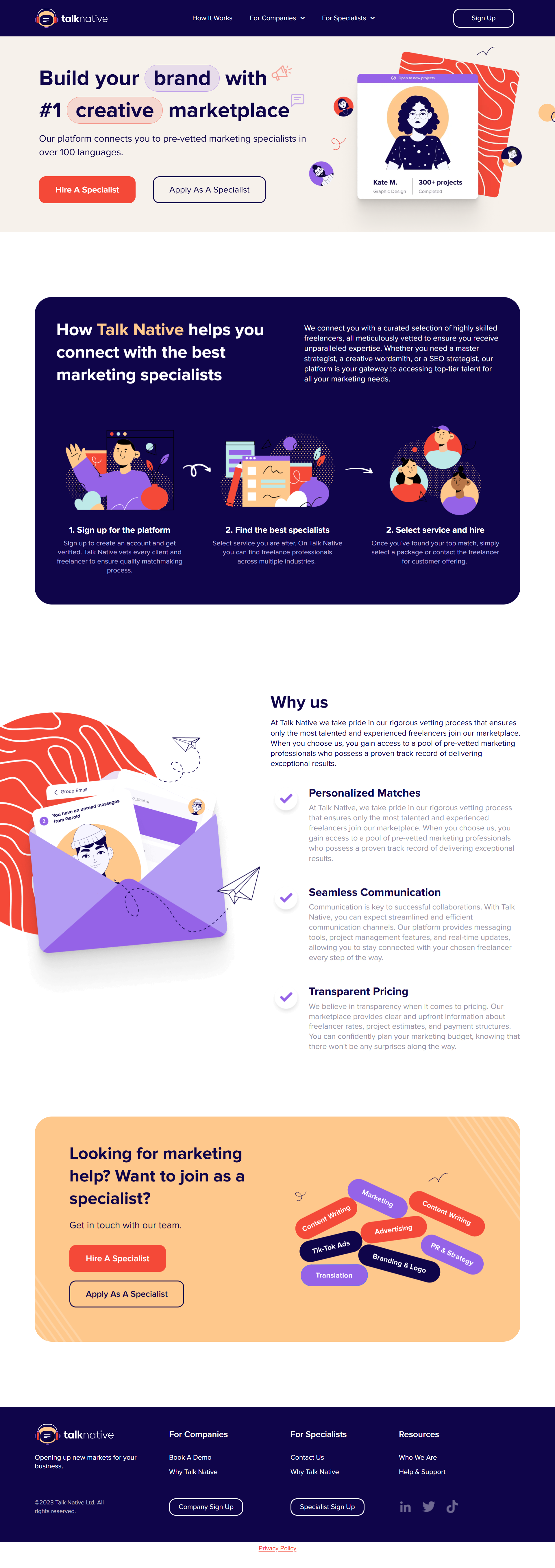 Talknative Marketplace Web Application Development at AleaIT Solutions