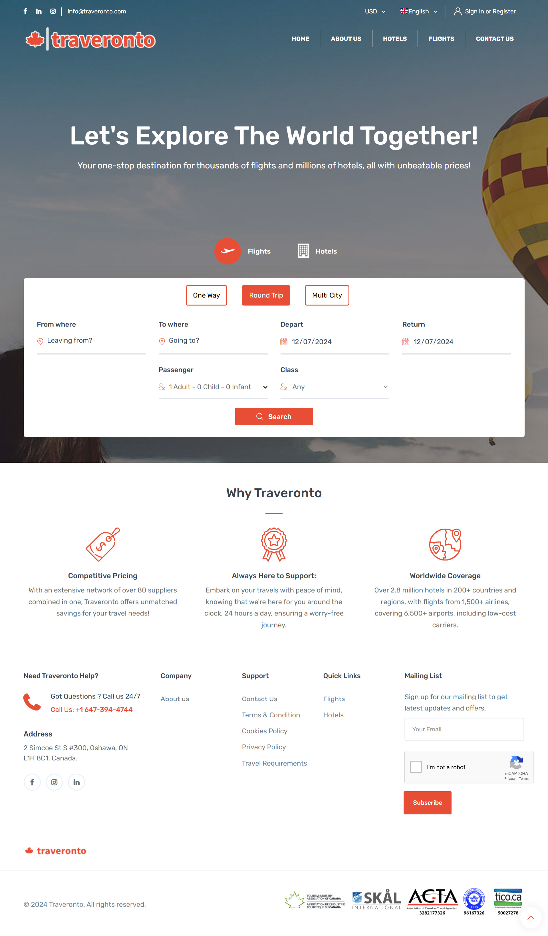 traveronto Web Application Developed by AleaIT Solutions