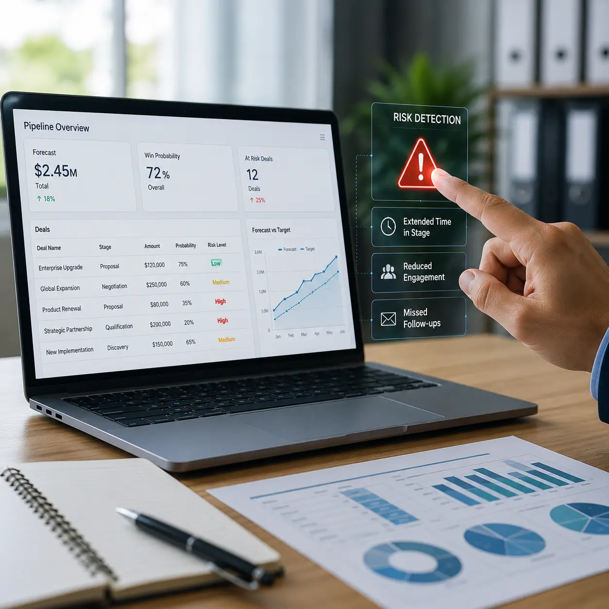 AI-powered predictive deal scoring and automated sales risk detection