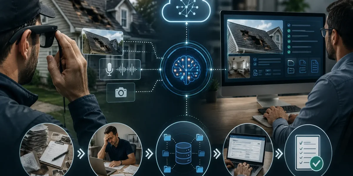 AI wearable property inspection and automated claims reporting workflow